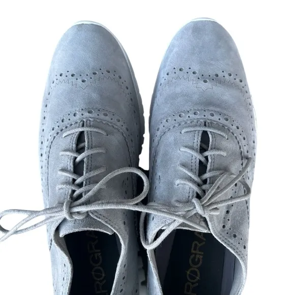 Cole Haan Womens Zerogrand Gray Suede Oxfords Shoes 10