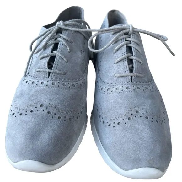 Cole Haan Womens Zerogrand Gray Suede Oxfords Shoes 10