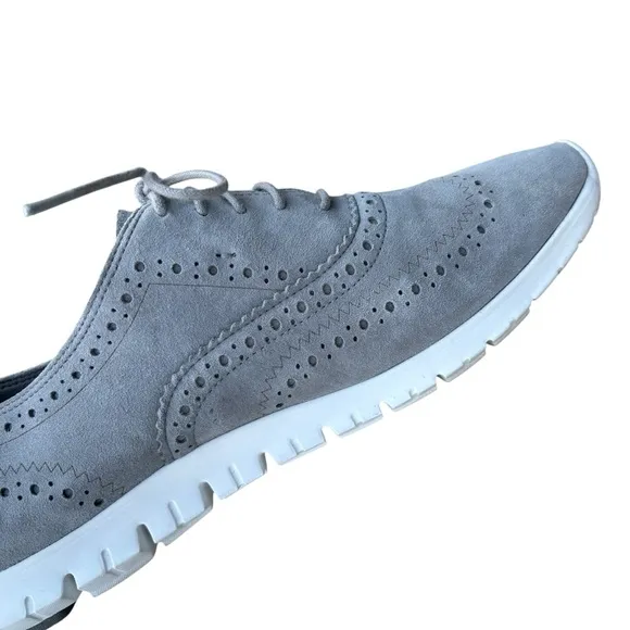 Cole Haan Womens Zerogrand Gray Suede Oxfords Shoes 10