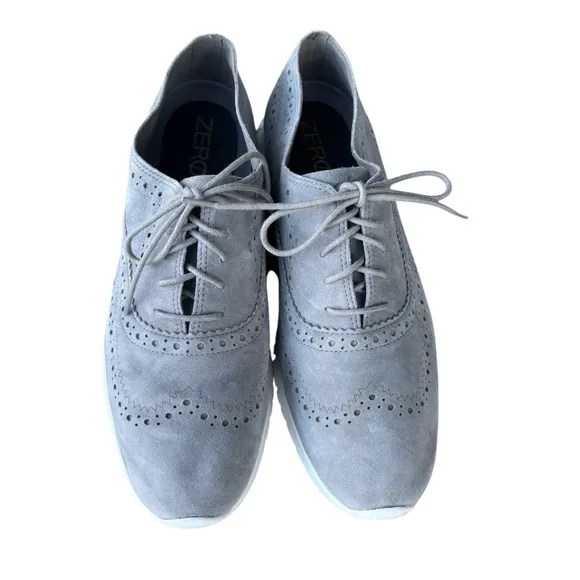 Cole Haan Womens Zerogrand Gray Suede Oxfords Shoes 10