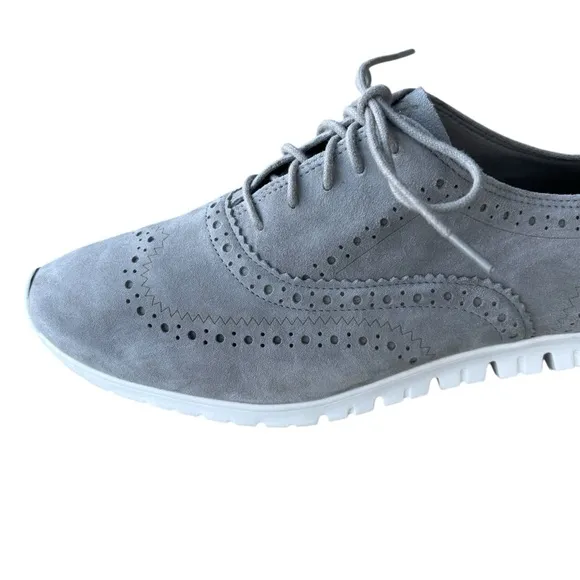 Cole Haan Womens Zerogrand Gray Suede Oxfords Shoes 10