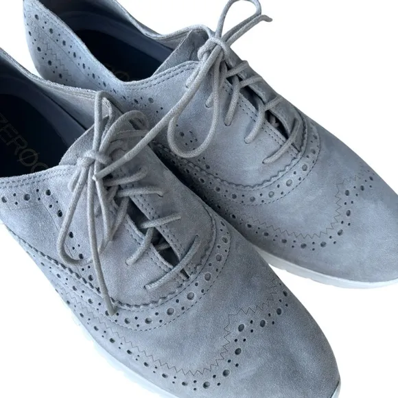 Cole Haan Womens Zerogrand Gray Suede Oxfords Shoes 10