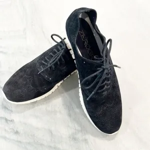 Cole Haan Womens Zerogrand Oxford Shoes  Black Suede Wingtip D44060 Size 9.5