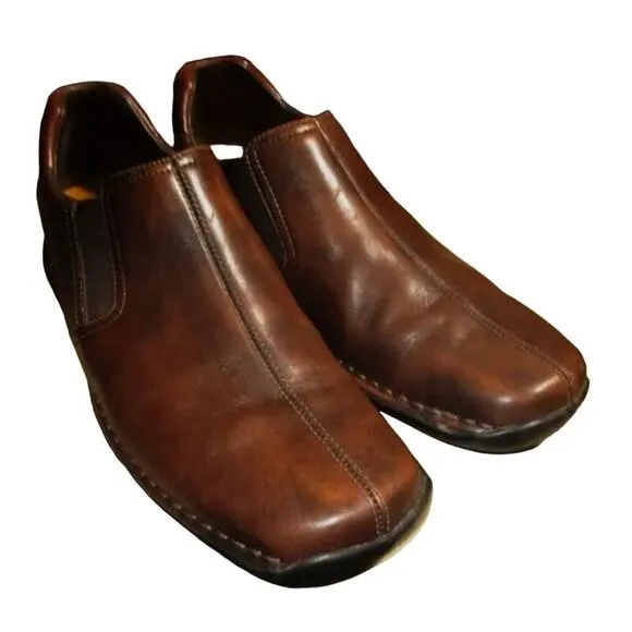 Cole Haan Zeno Leather Square Toe Loafer Shoes Slip On Brown Men's Size US 8M