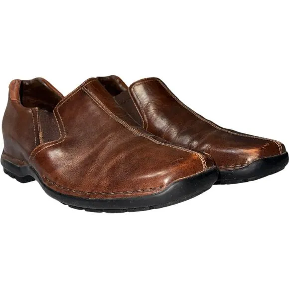 Cole Haan Zeno Leather Square Toe Loafer Shoes Slip On Brown Men's Size US 8M