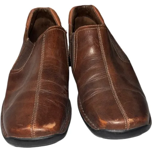 Cole Haan Zeno Leather Square Toe Loafer Shoes Slip On Brown Men's Size US 8M