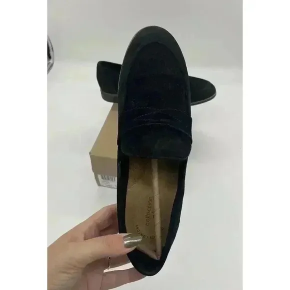 COLLECTION BY CLARKS COMFORT BLACK‎ SUEDE WOMENS SLIP ON LOAFERS SHOES 9.5