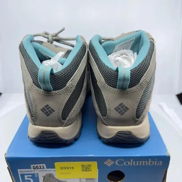 Columbia Womens Boots Crestwood Mid Top Waterproof Hiking Shoes Gray Size 5.5