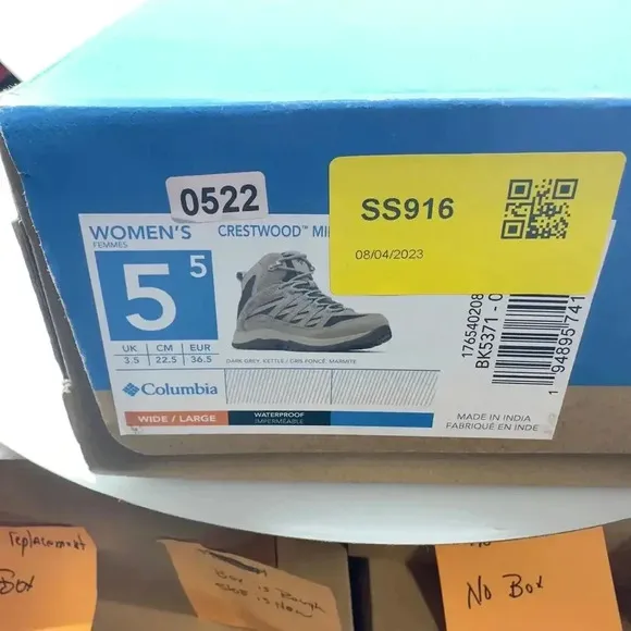 Columbia Womens Boots Crestwood Mid Top Waterproof Hiking Shoes Gray Size 5.5