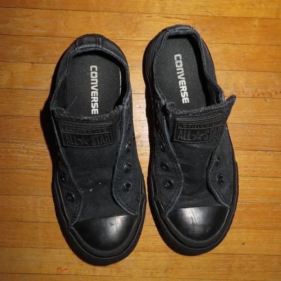 Converse All Star black mono &amp; blue canvas low top sneakers shoes 11