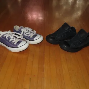 Converse All Star black mono &amp; blue canvas low top sneakers shoes 11