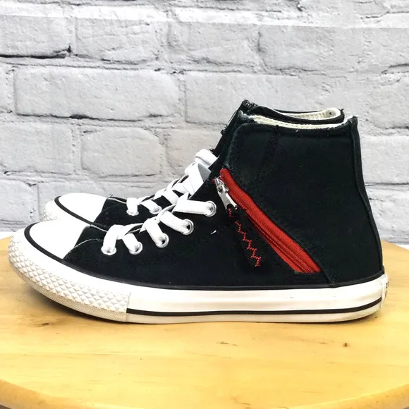 Converse All Star Chuck Taylor Kids Side Zip Fabric High Top Junior Size 3
