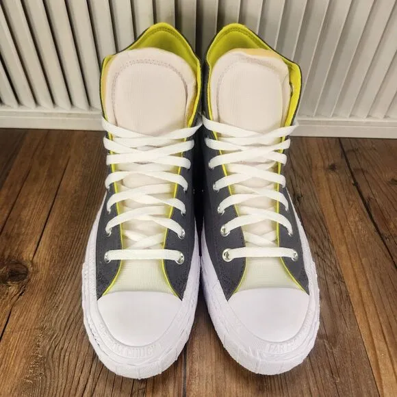 Converse All Star Edge Glow Mens Sz 9 Gray High Top Canvas Sneaker Shoes A01429C