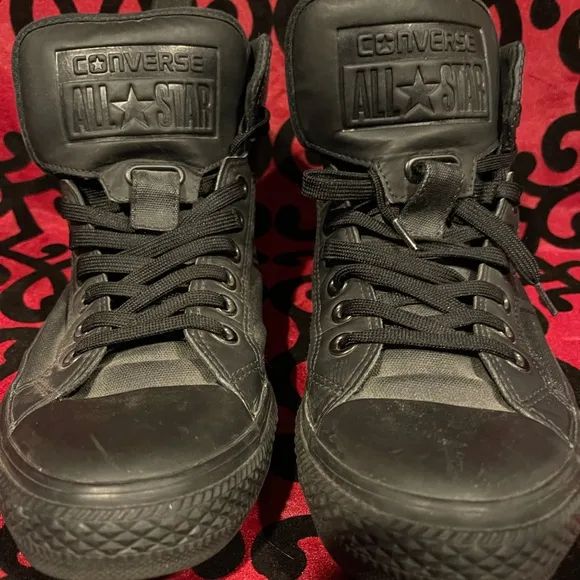 Converse All Star High Top Black on Black Canvas Rubber Shoes