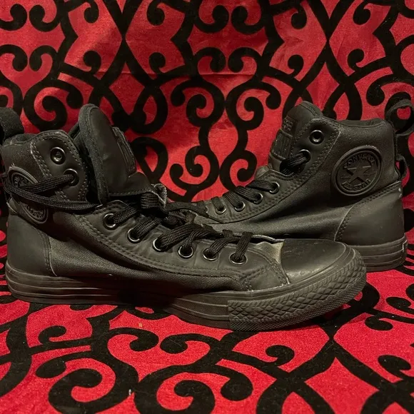 Converse All Star High Top Black on Black Canvas Rubber Shoes