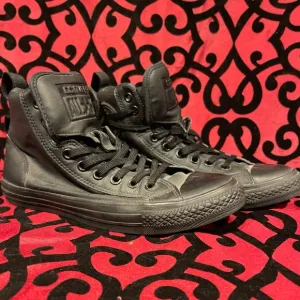 Converse All Star High Top Black on Black Canvas Rubber Shoes