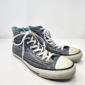 Converse All Star High Top Peacock Acor Striped Sneakers Mens 9 Womens 11 Teal