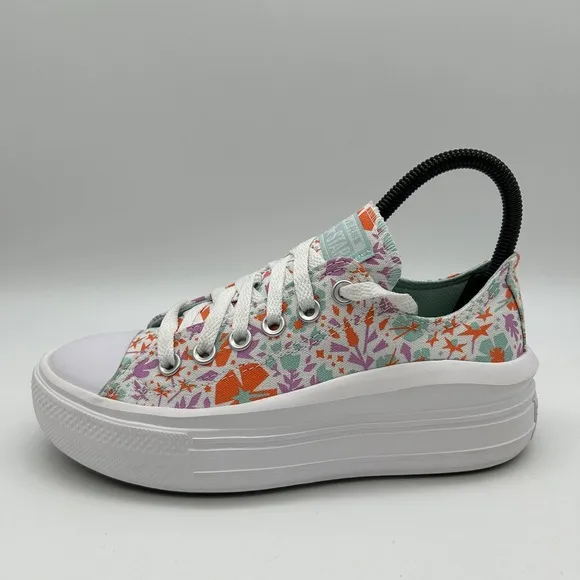 Converse All Star Shoes Kids Size 4 Platform Floral Canvas Low Top Sneakers