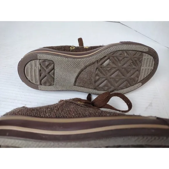 Converse All Star Shoes Tweed Brown Lace Up Men's 4.5 Women's 6.5 Brass Gold Eye