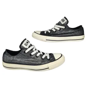 Converse All Star Shoes Womens 6 Black Silver Chevron Shiny Irridescent Metallic