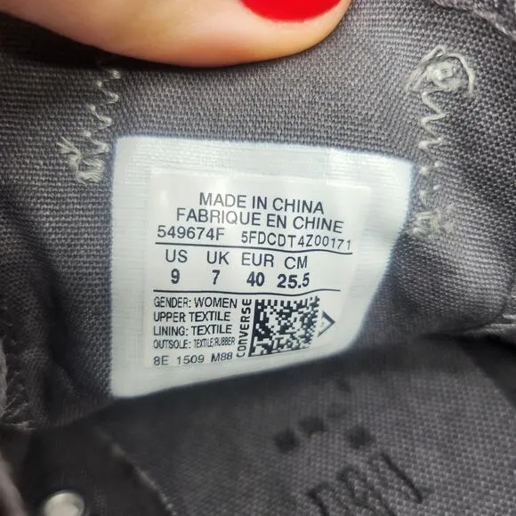 Converse All Star Shoes Womens 9 Gray Geometric Fabric Low Top Sneakers Comfy