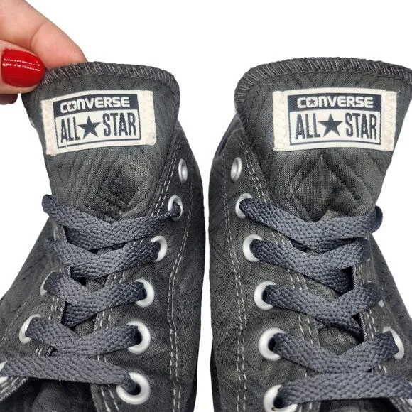 Converse All Star Shoes Womens 9 Gray Geometric Fabric Low Top Sneakers Comfy