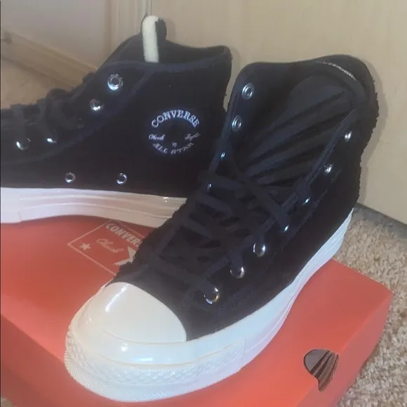 Converse Black and White High-Top Athletic Shoes