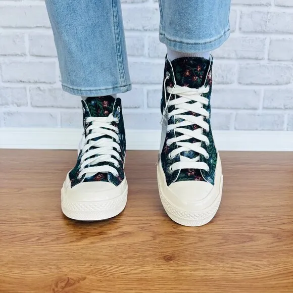⭐Converse Chuck 70 Floral Tapestry Hi Size 8 Women's Shoes Black Floral A11990C