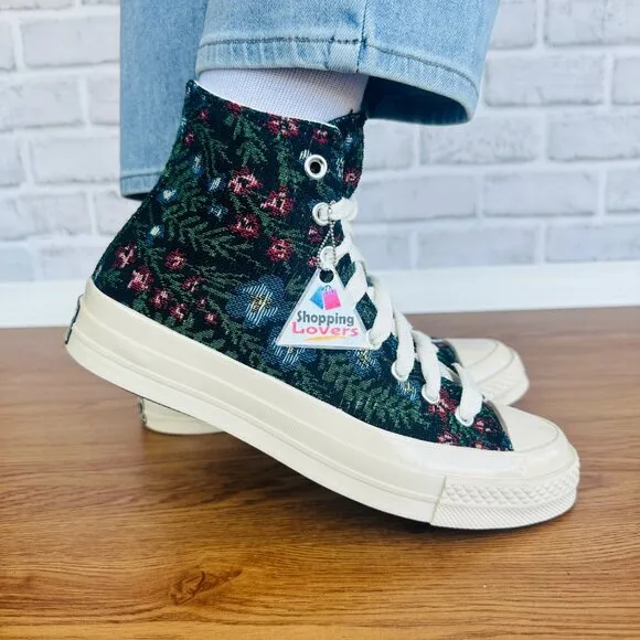 ⭐Converse Chuck 70 Floral Tapestry Hi Size 8 Women's Shoes Black Floral A11990C