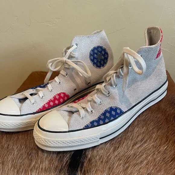 Converse Chuck 70 HI Photon Dust Red Blue White Shoes Men's 10.5 Suede‎ 166854C