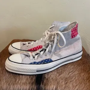 Converse Chuck 70 HI Photon Dust Red Blue White Shoes Men's 10.5 Suede‎ 166854C
