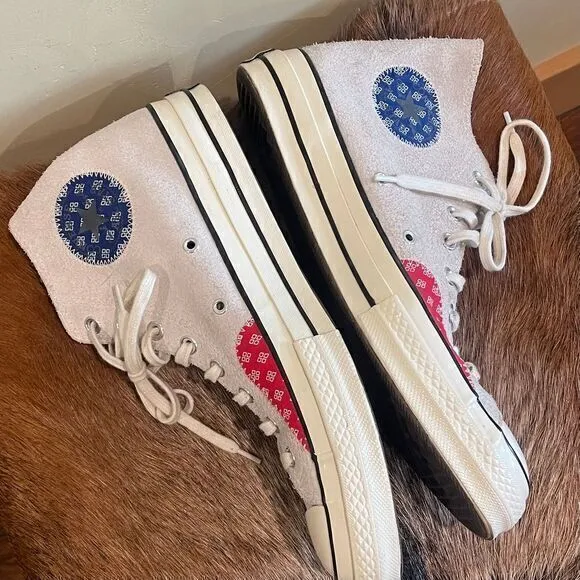 Converse Chuck 70 HI Photon Dust Red Blue White Shoes Men's 10.5 Suede‎ 166854C