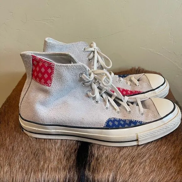 Converse Chuck 70 HI Photon Dust Red Blue White Shoes Men's 10.5 Suede‎ 166854C