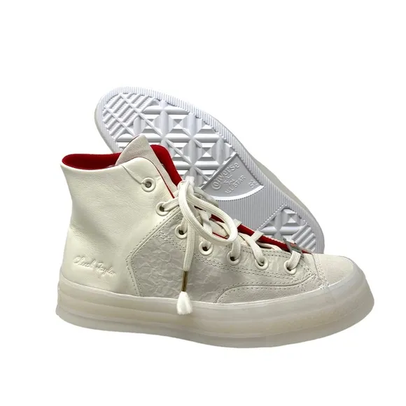Converse Chuck 70 Marquis Shoes Women's Leather Egret High Top Sneakers A05262C