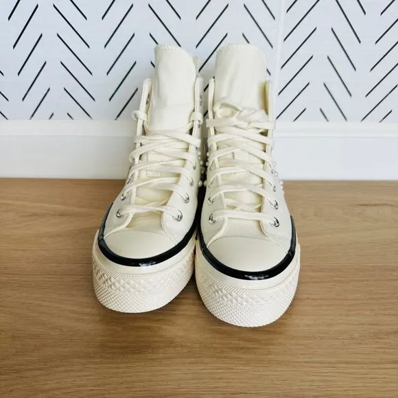 ❤️❤️CONVERSE Chuck 70 Plus Gems Rhinestones Pearls Mens Shoes Sz 5 Cream A10287C