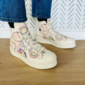 ⭐Converse Chuck 70 Plus Hi 10 Women Shoes Beige Floral Paisley Sneakers A08172C