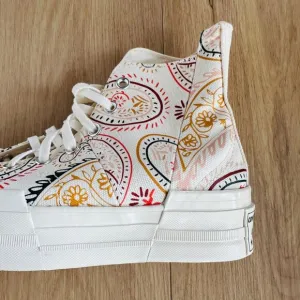 ⭐Converse Chuck 70 Plus Hi Sz 8 Mens Shoes Beige Floral Paisley Sneakers A08172C
