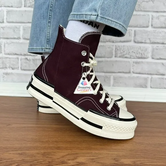 ⭐Converse Chuck 70 Plus High Top Platform Size 8 Women's Shoes Burgundy A12893C