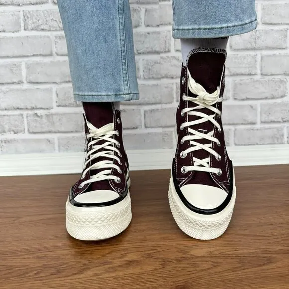 ⭐Converse Chuck 70 Plus High Top Platform Size 8 Women's Shoes Burgundy A12893C