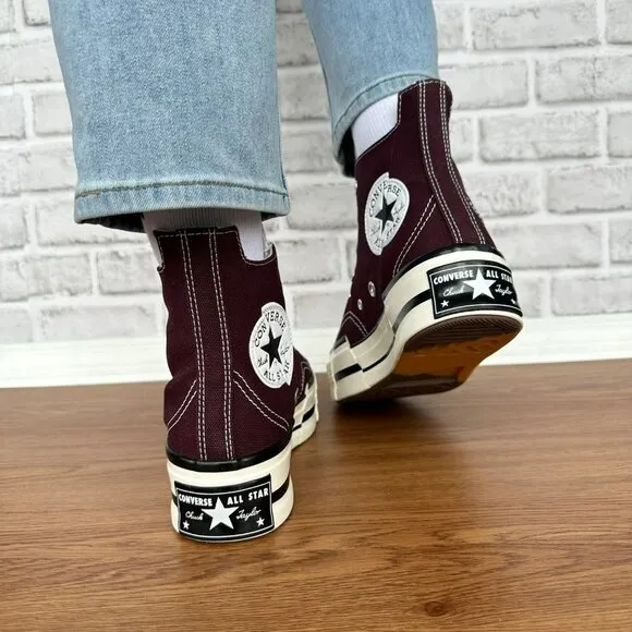 ⭐Converse Chuck 70 Plus High Top Platform Size 8 Women's Shoes Burgundy A12893C