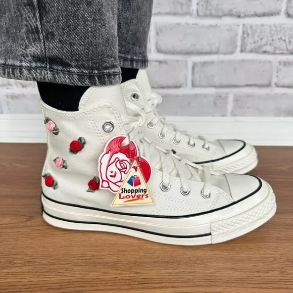 ⭐Converse Chuck 70 Valentine's Day High-Top Sz 8 Women's Shoes White/Red A10637C