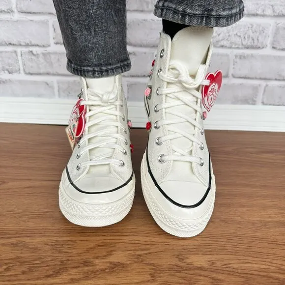 ⭐Converse Chuck 70 Valentine's Day High-Top Sz 8 Women's Shoes White/Red A10637C