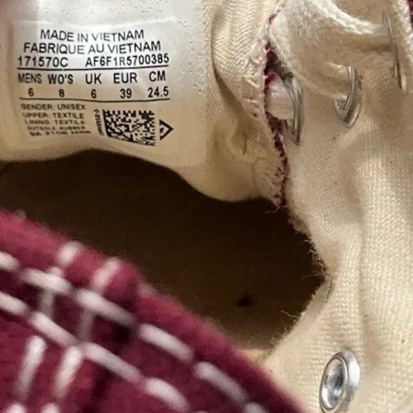 CONVERSE CHUCK TAYLOR 70 LOW UNDERCOVER Men’s 6 Women’s 8 Burgundy Low Top