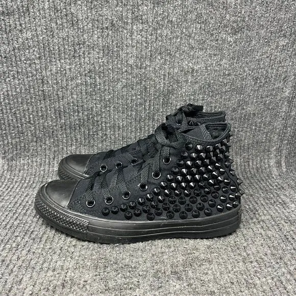 Converse Chuck Taylor All Star Black Studded Monochrome Shoes Women’s 7 Goth Y2K