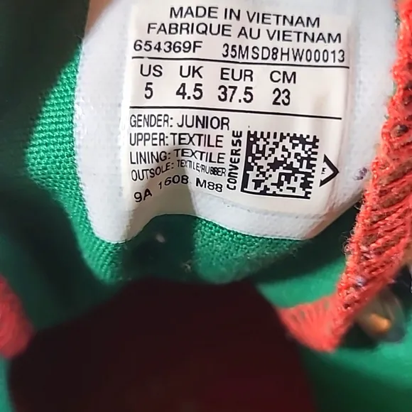 Converse Chuck Taylor All Star Christmas Red Green Canvas Athletic Shoes