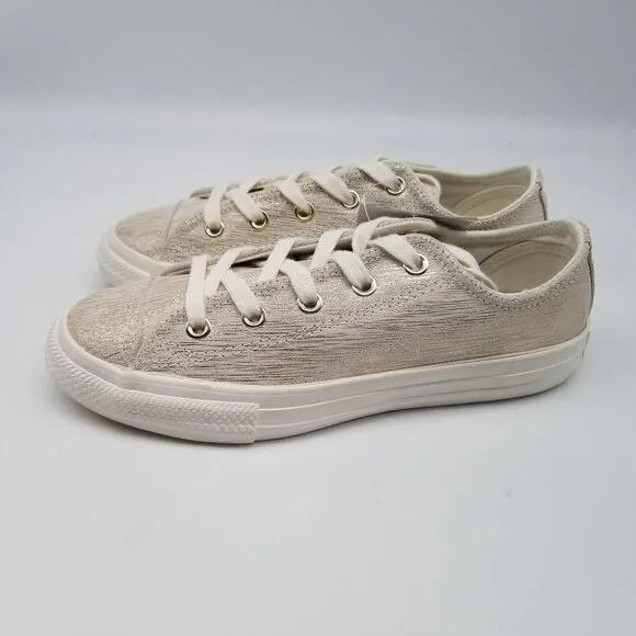 Converse Chuck Taylor All Star egret Gold Metallic Low Sneaker Shoe Size 2