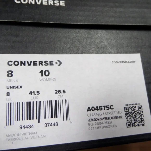 Converse Chuck Taylor All Star High Street Mid Top Shoes Woman's Size 10 A04575C