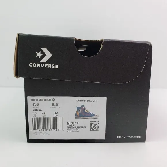 Converse CTAS HI Womens Sz 9.5 Mens Sz 7.5 Blue Purple Sneaker Shoes A02082F