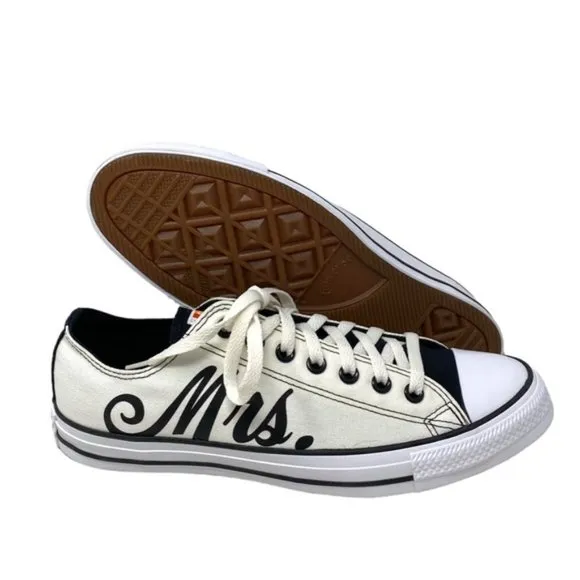 Converse Ctas Low Top Wedding White Canvas Men’s Sneakers Custom 171213C-WHTOFBK