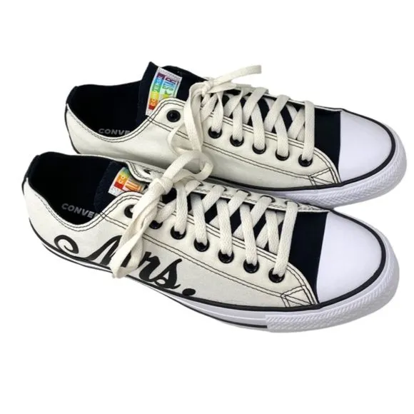 Converse Ctas Low Top Wedding White Canvas Men’s Sneakers Custom 171213C-WHTOFBK